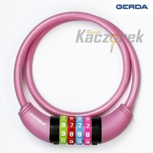 Zabezpieczenie antykradzieżowe Gerda 534 - zapięcie rowerowe szyfrowe pętla BABY GERDA COMBO FLEX 650/8C - różowe